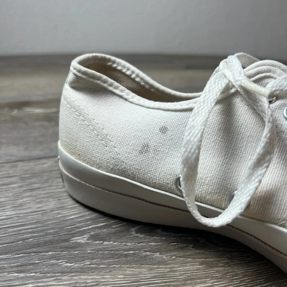 Vintage Converse Jack Purcell Sneakers Made in USA Mens 8.5 White Canvas 1980s - Picture 7 of 11